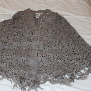 Grey Button up Poncho Sweater